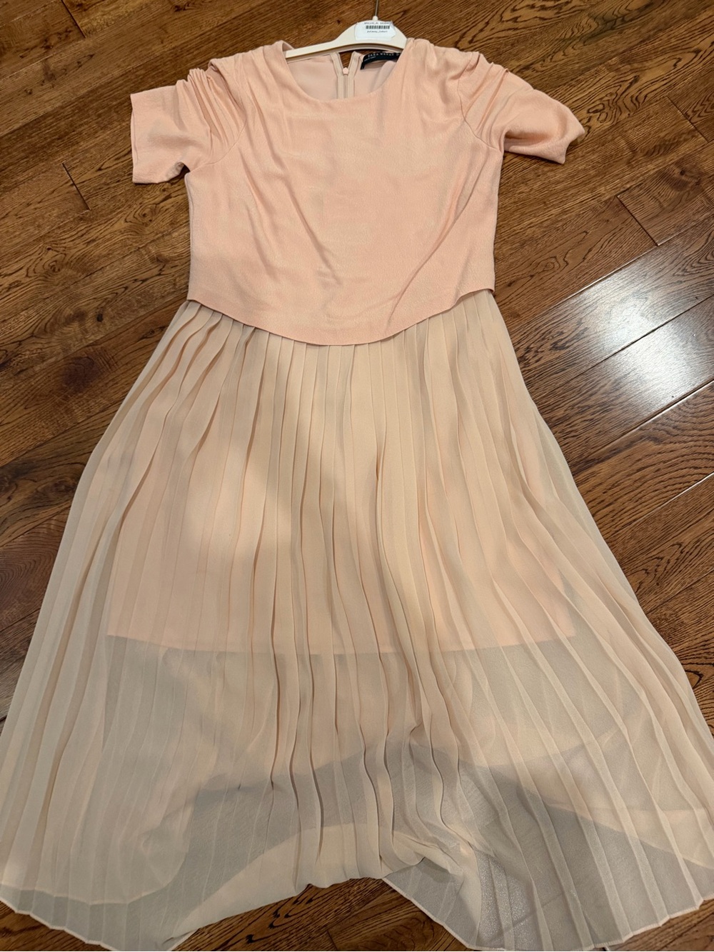 Zara Peach Pleated Midi Dress